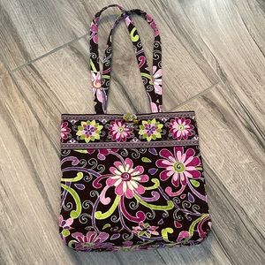 Vera Bradley Shoulder Tote Purse with Tortoise Top Close